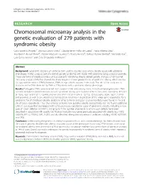 Chromosomal Microarray Analysis in the Genetic Evaluation of 279