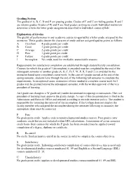 Grading System the Grades of A, B, C, D and P Are Passing Grades