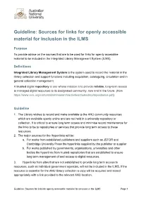 Guideline: Sources for Links for Openly Accessible Material for Inclusion in the ILMS