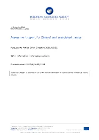 List Item Assessment Report for Zinacef