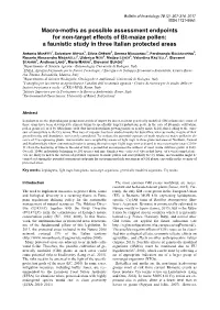 Macro-Moths As Possible Assessment Endpoints for Non-Target Effects of Bt-Maize Pollen: a Faunistic Study in Three Italian Protected Areas