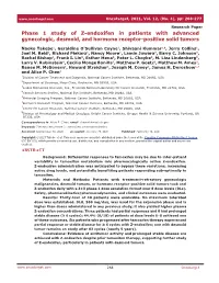Phase 1 Study of Z-Endoxifen in Patients with Advanced Gynecologic, Desmoid, and Hormone Receptor-Positive Solid Tumors