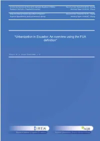 “Urbanization in Ecuador: an Overview Using the FUA Definition”