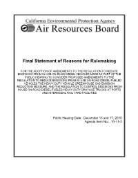 Final Statement of Reasons for Rulemaking