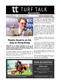 Monks Hood Is on His Way to Hong Kong