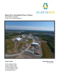 Moose River Consolidated Phase 2 Project Nova Scotia, Canada NI 43-101 Technical Report