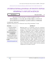 PHYTOCHEMICAL ANALYSIS and ANTIBACTERIAL ACTIVITY of EUCALYPTUS SP LEAF EXTRACT AGAINST CLINICAL PATHOGENS S.Sasikala and J