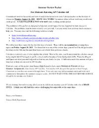 Summer Review Packet for Students Entering AP Calculus-AB