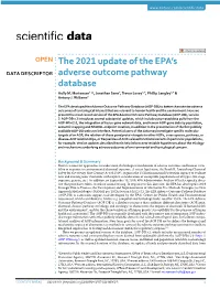 The 2021 Update of the EPA's Adverse Outcome Pathway Database