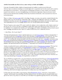 Articles from Studies on Effects of Navy Sonar Testing on Whales and Dolphins