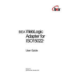 BEA Weblogic Adapter for ISO 15022