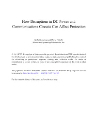 How Disruptions in DC Power and Communications Circuits Can Affect Protection