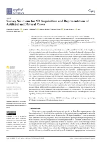 Survey Solutions for 3D Acquisition and Representation of Artificial And