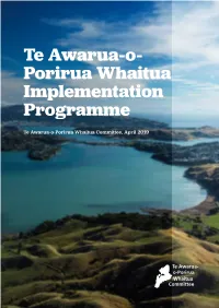 Te Awarua-O- Porirua Whaitua Implementation Programme