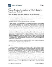Trainee Teachers' Perceptions on Cyberbullying In