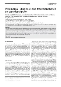 Insulinoma – Diagnosis and Treatment Based on Case Description