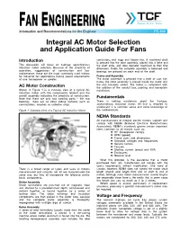 Integral AC Motor Selection and Application Guide for Fans