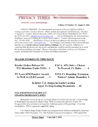 MAJOR STORIES in THIS ISSUE Kessler Orders Release Of