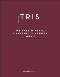 Private Dining, Catering & Events Menu