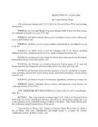 RESOLUTION NO. 30-2020 (CRR) by Council Member Ungar A