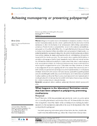 Achieving Monospermy Or Preventing Polyspermy? Open Access to Scientific and Medical Research DOI