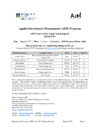 Applied Investment Management (AIM) Program