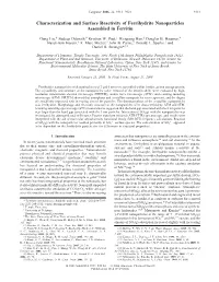 Characterization and Surface Reactivity of Ferrihydrite Nanoparticles Assembled in Ferritin