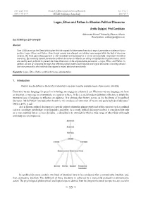 ̱ Ͷͷ ̱ Logos, Ethos and Pathos in Albanian Political Discourse