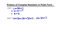 Powers of Complex Numbers in Polar Form (2+I)2 =