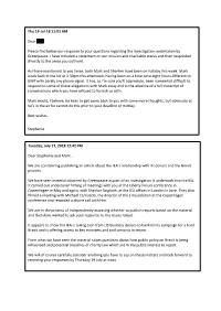 Thu 19-Jul-18 11:53 AM Dear Rob, Please Find Below Our Response To