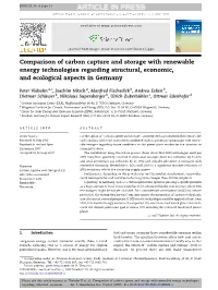 Comparison of Carbon Capture and Storage with Renewable Energy Technologies Regarding Structural, Economic, and Ecological Aspects in Germany