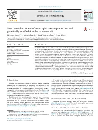 Selective Enhancement of Autotrophic Acetate Production with Genetically Modified Acetobacterium Woodii