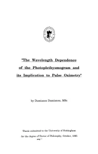 Thesis Submitted to the University of Nottingham for the Degree of Doctor