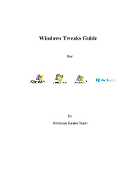Windows Tweaks Guide