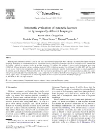 Automatic Evaluation of Syntactic Learners in Typologically-Different