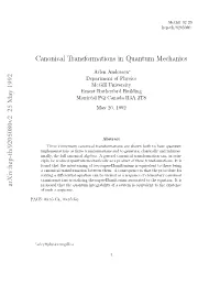 Canonical Transformations in Quantum Mechanics