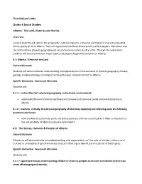 Curriculum Links Alberta: the Land, Histories and Stories Overview: 4.1