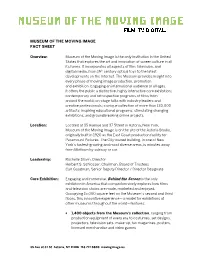 Museum of the Moving Image Fact Sheet