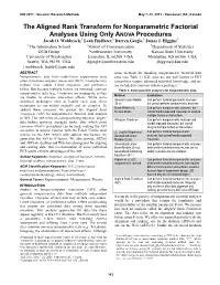 Aligned Rank Transform for Nonparametric Factorial Analyses Using Only ANOVA Procedures Jacob O