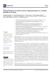 Liquid Biopsies in Solid Cancers: Implementation in a Nordic Healthcare System