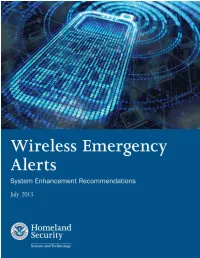 Wireless Emergency Alerts System Enhancements Recommendations