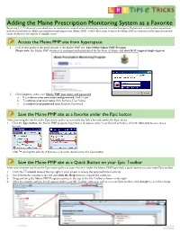 Adding the Maine Prescription Monitoring System As a Favorite