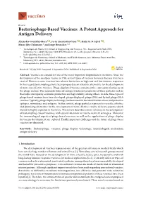 Bacteriophage-Based Vaccines: a Potent Approach for Antigen Delivery