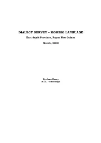 Dialect Survey – Kombio Language