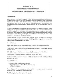 Directive No. 10 Relief from Customs Import Duty