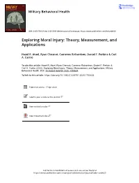 Exploring Moral Injury: Theory, Measurement, and Applications