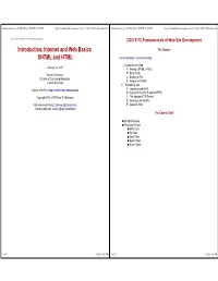Introduction, Internet and Web Basics, XHTML and HTML