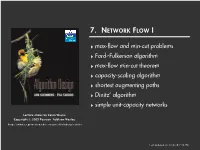 ‣ Max-Flow and Min-Cut Problems ‣ Ford–Fulkerson Algorithm ‣ Max
