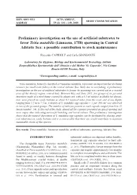 Preliminary Investigation on the Use of Artificial Substrates to Favor Tritia Mutabilis (Linnaeus, 1758) Spawning in Central