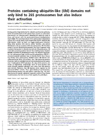Proteins Containing Ubiquitin-Like (Ubl) Domains Not Only Bind to 26S Proteasomes but Also Induce Their Activation